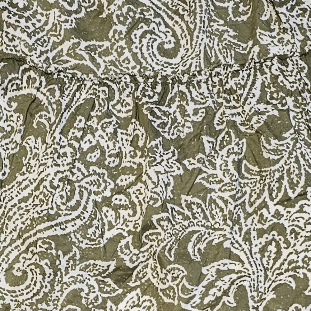 American Eagle Green & White Paisley Strapless Mini Dress